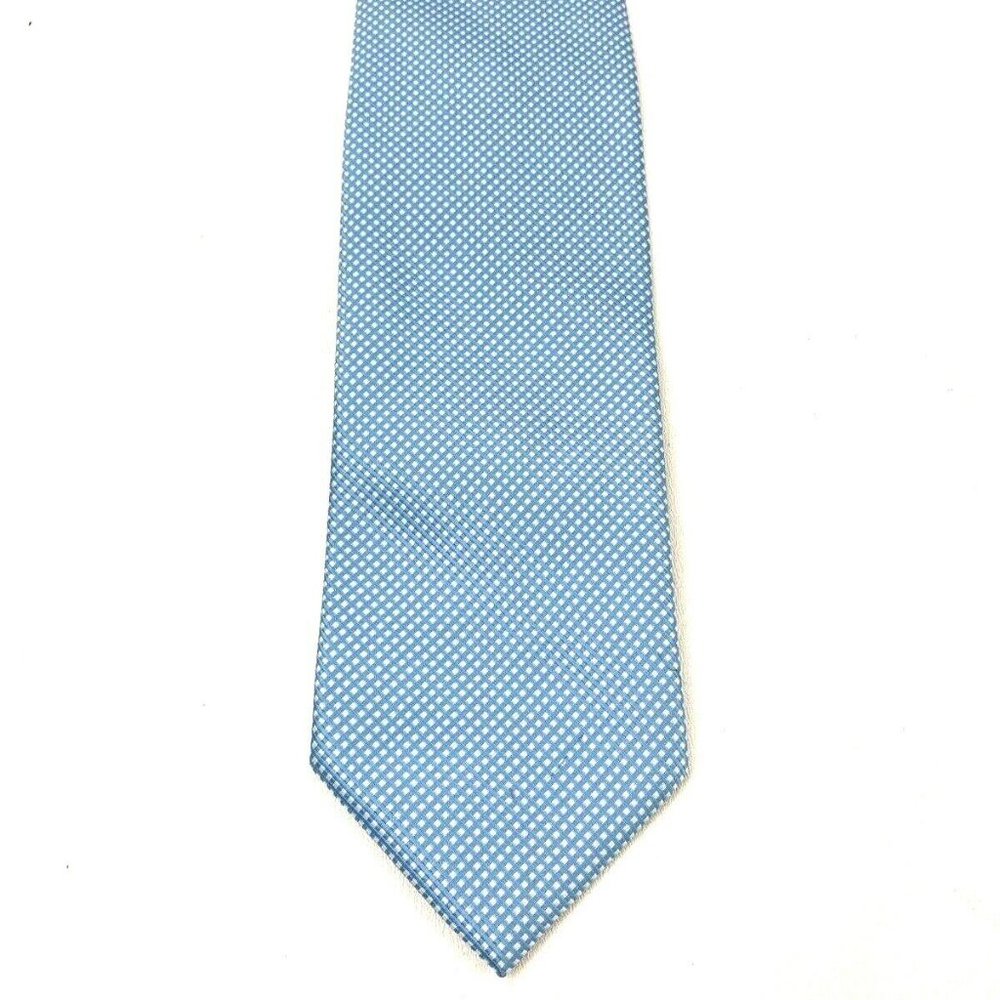ERMENEGILDO ZEGNA Blue Check Necktie Silk Made in Italy Tie